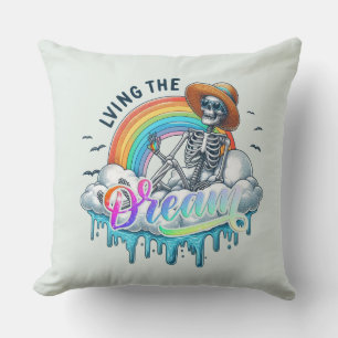 Living The Dream - Skeleton Cushion