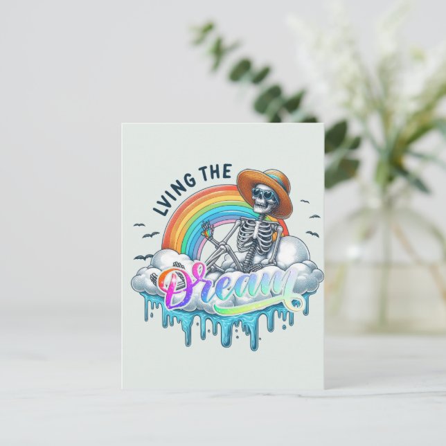Living The Dream - Skeleton Postcard (Standing Front)