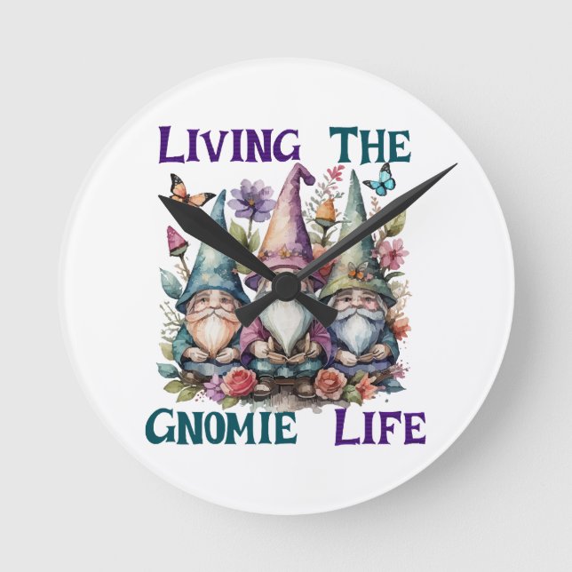 Living The Gnome Life Round Clock (Front)