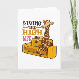 Living The High Life Funny Giraffe Sitting on sofa Card