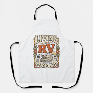 Living the RV Dream Vintage Camping Shirt Design_1 Apron