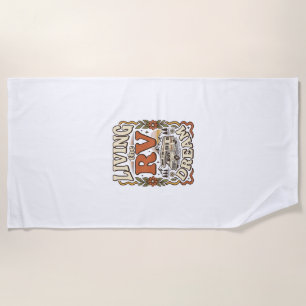 Living the RV Dream Vintage Camping Shirt Design_1 Beach Towel
