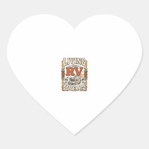 Living the RV Dream Vintage Camping Shirt Design_1 Heart Sticker