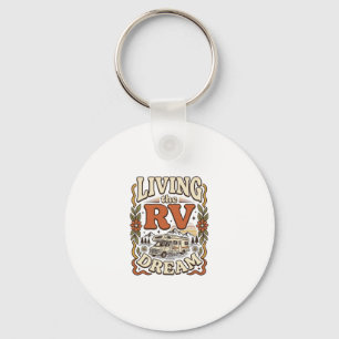 Living the RV Dream Vintage Camping Shirt Design_1 Key Ring