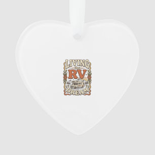 Living the RV Dream Vintage Camping Shirt Design_1 Ornament