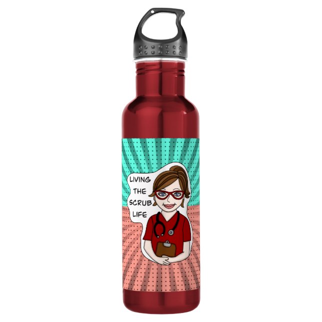 Living the Scrub Life | Medical Professional Humou 710 Ml Water Bottle (Front)
