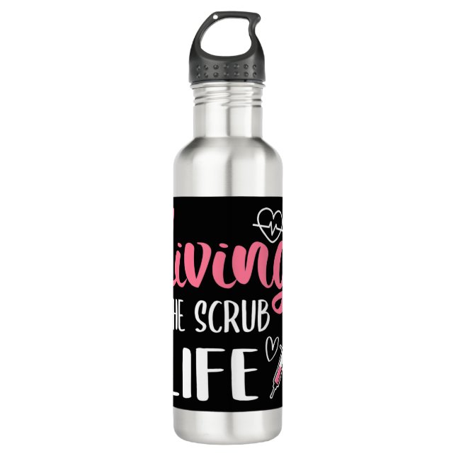 Living The Scrub Life Nurse Living The Scrub Life  710 Ml Water Bottle (Front)