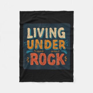 Living Under a Rock Emblem for Adults and Kids Fleece Blanket