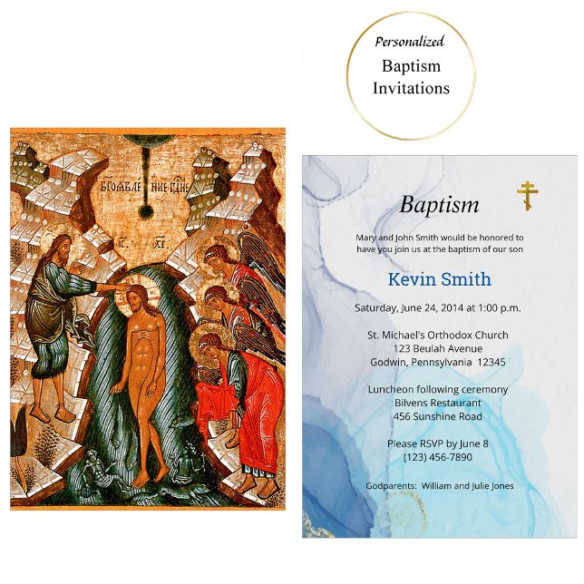 Living Waters Orthodox Christian Baptism Invitation (Creator Uploaded)