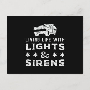 Living With Lights Paramedic Ambulance EMS EMT Aid Postcard