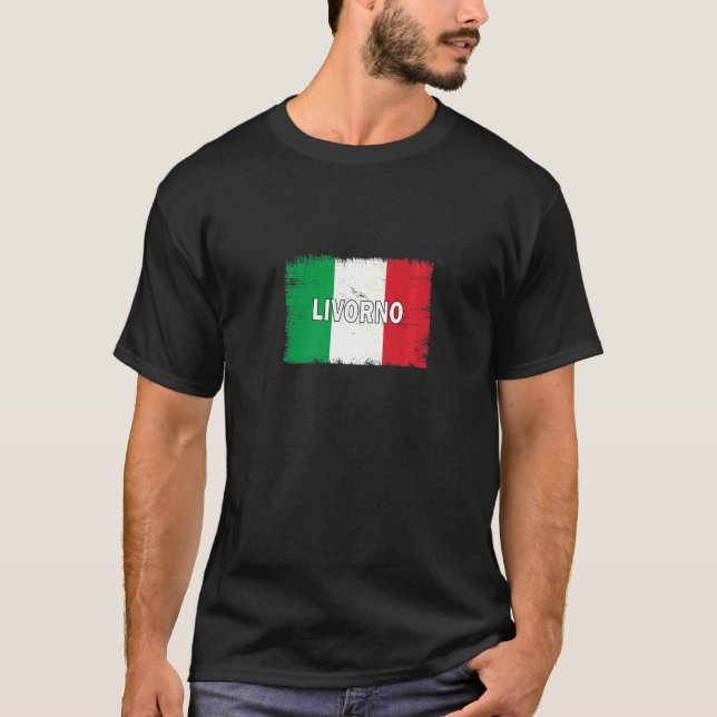 Livorno  Italy  City With Italian Flag T-Shirt (Front)