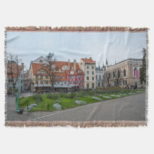Livu square in Riga, Latvia Throw Blanket