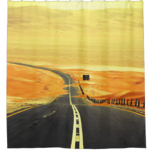 Liwa Oasis Asphalt Road, Dunes. Shower Curtain
