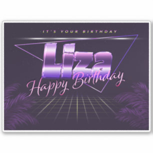 Liza Name Vorname lila retro Sticker Geburtstag