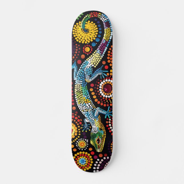 Lizard - Aboriginal Style - Skateboard Deck (Front)