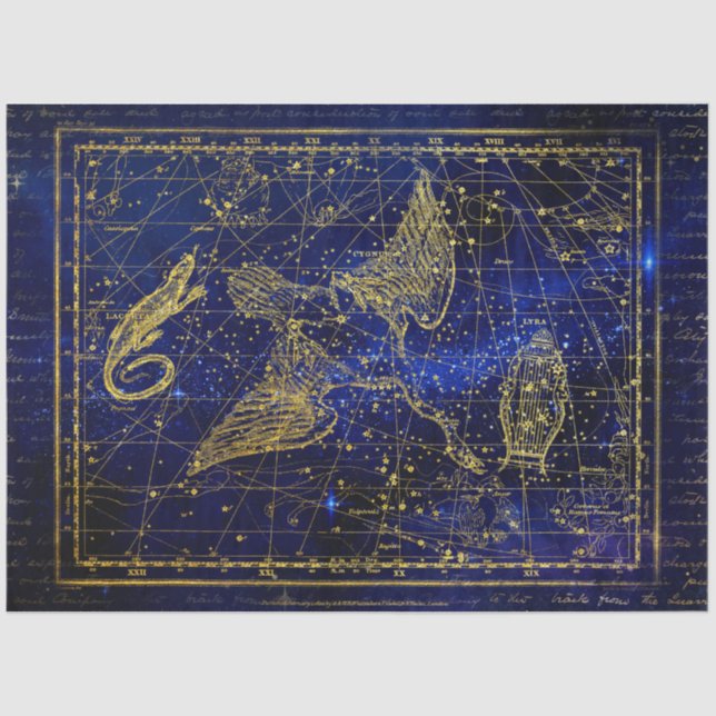 lizard and swan constellation tissue paper (Front)