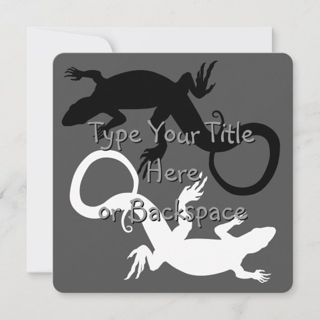 Lizard Art Invitations Personalised Reptile RSVP (Front)