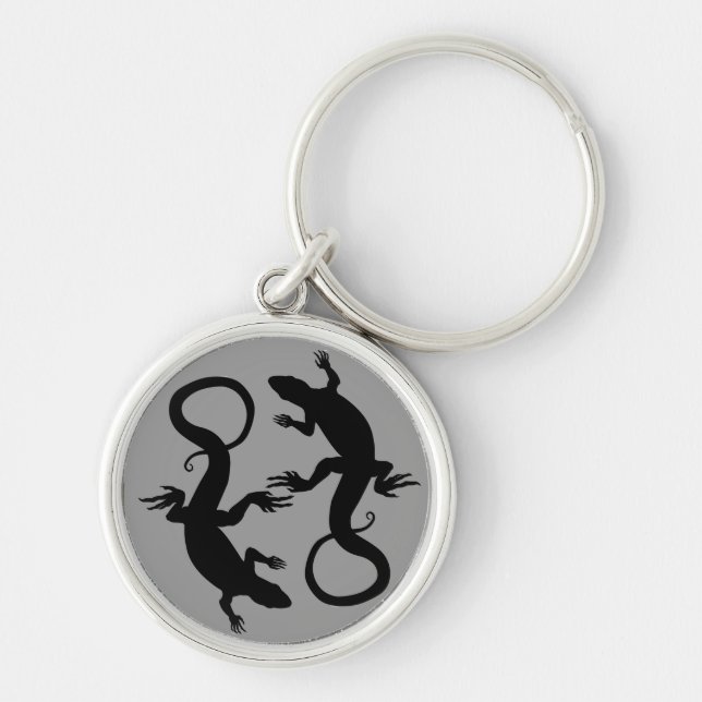 Lizard Art Keychain Cool Retro Reptile Art Gifts (Front)