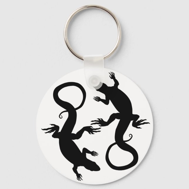 Lizard Art Keychain Cool Retro Reptile Art Gifts (Front)