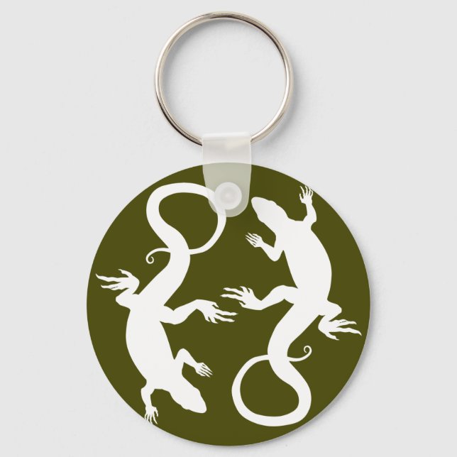 Lizard Art Keychain Cool Retro Reptile Art Gifts (Front)