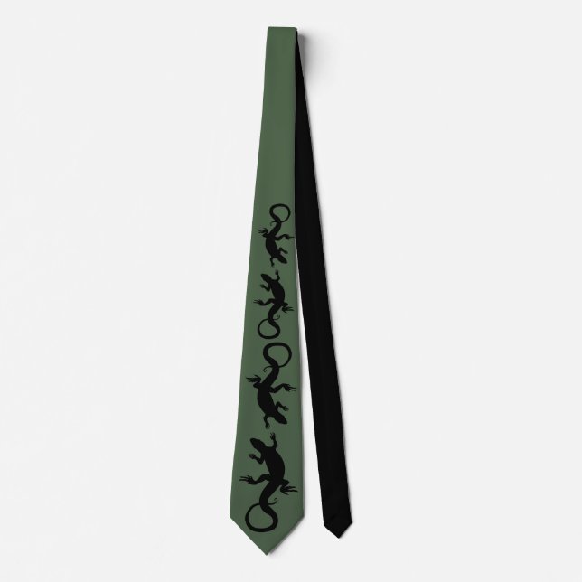 Lizard Art Tie Cool Reptile Gifts Lizard Neckties (Front)