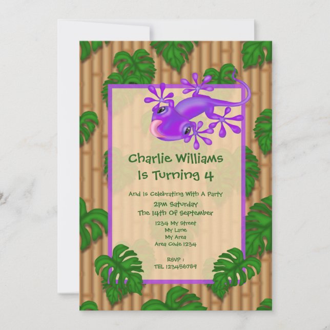 Lizard Birthday Party Invitation (Front)