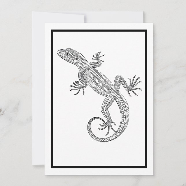 Lizard Colouring Card, Friendship Card (Front)