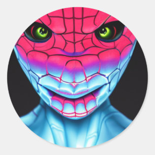 Lizard Face Head  Classic Round Sticker