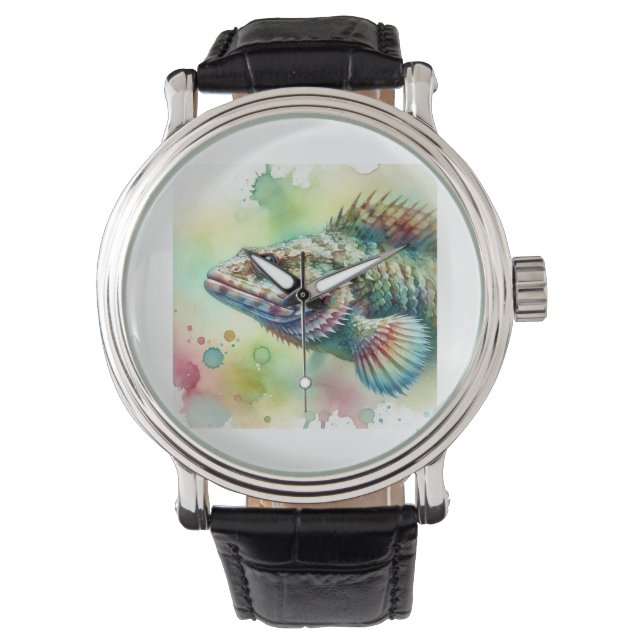 Lizard Fish 020924AREF150 - Watercolor Watch (Front)