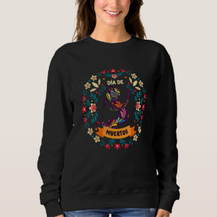 Lizard Floral Sugar Skull Calavera Dia De Los Muer Sweatshirt