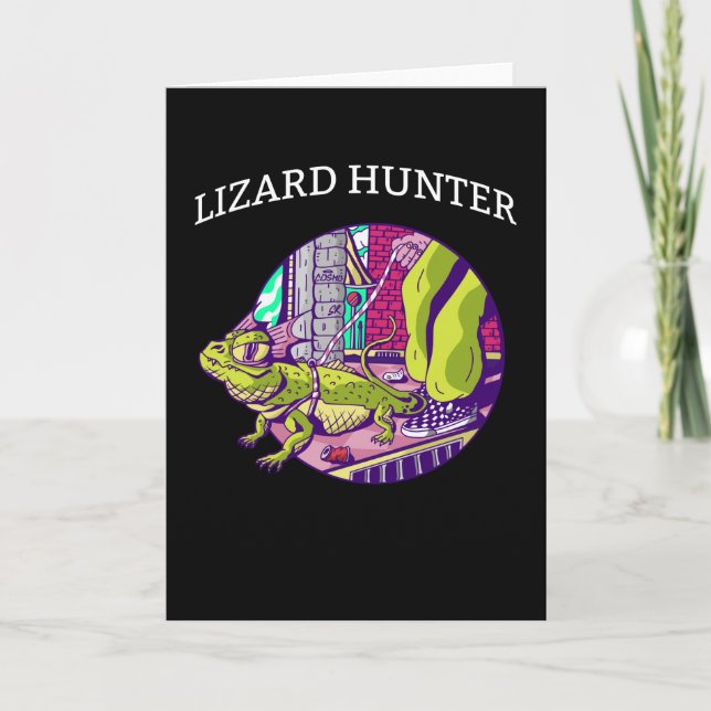 Lizard Hunter Green Gecko Iguana Gekko Men Lizard Card (Front)