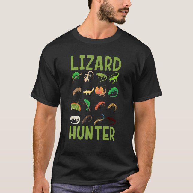 Lizard Hunter   Reptile Bearded Dragon Lizards T-Shirt (Front)
