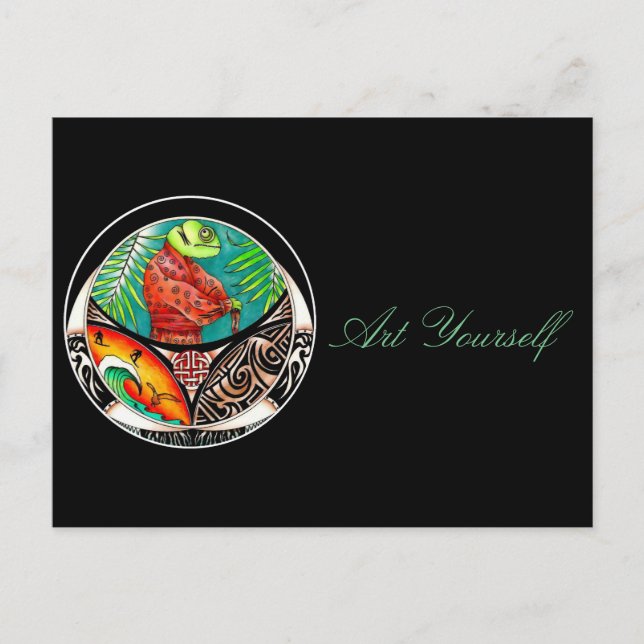 Lizard Kung Fu Drawing Postcard (Front)
