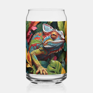 Lizard Leaves & Colour Beer Can Can Glass