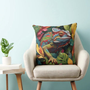 Lizard Leaves & Colour Cushion