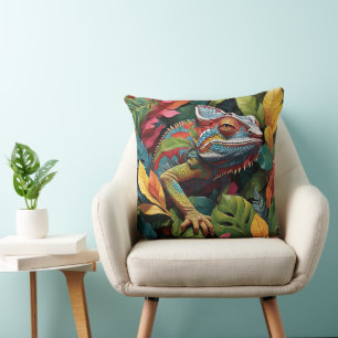 Lizard Leaves & Colour Cushion