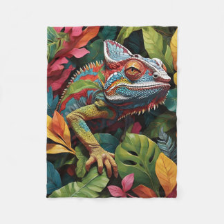 Lizard Leaves & Colour Fleece Blanket