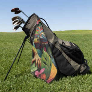 Lizard Leaves & Colour  Golf Towel