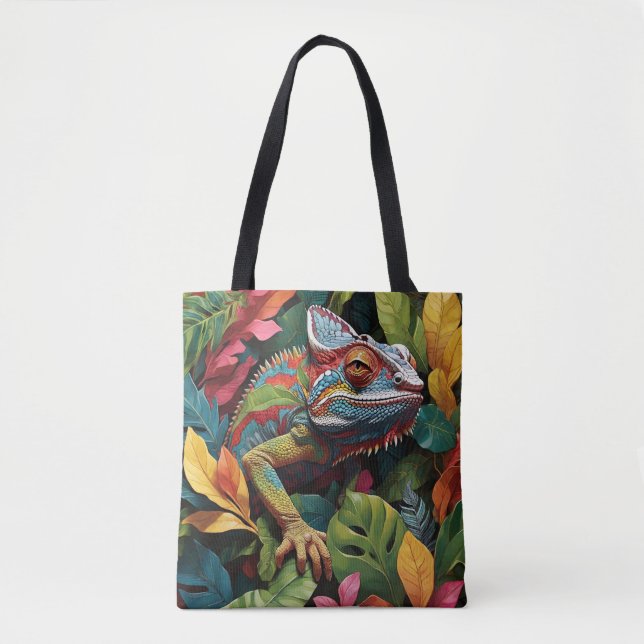Lizard Leaves & Colour Tote Bag (Front)