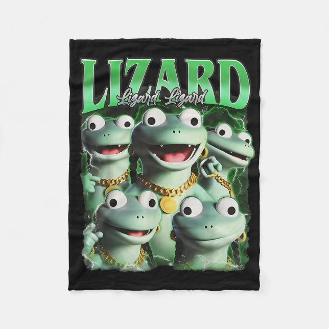 Lizard Lizard Lizard Funny Meme Lizard Bootleg Wei Fleece Blanket (Front)