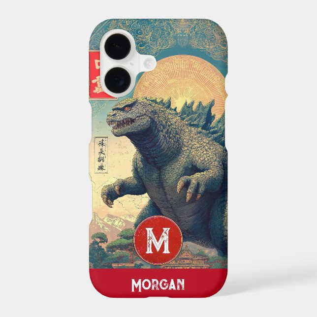 Lizard Monster Monogram Name Asian Vintage Retro (Back)