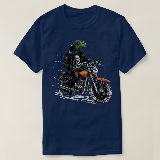 Lizard Motorbiker  rocking Dragon motorcycle Biker T-Shirt (Design Front)