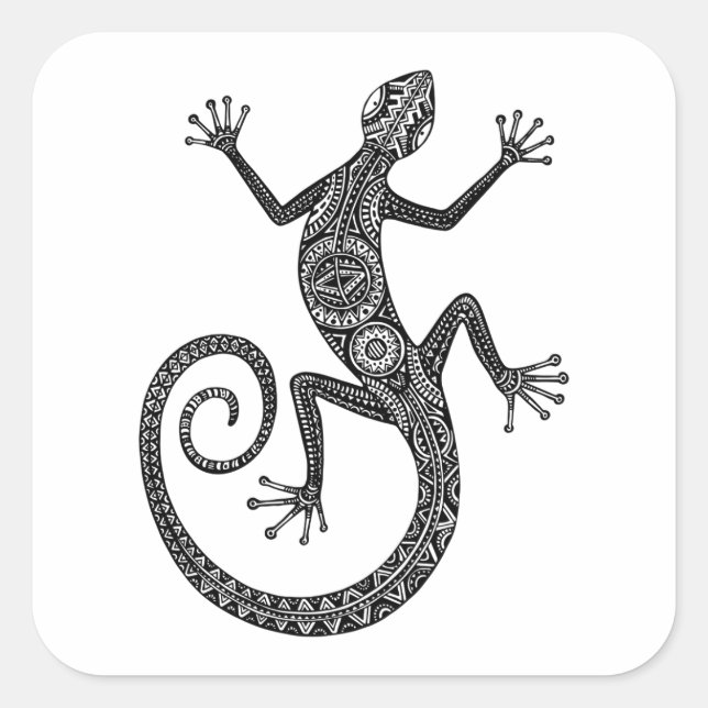 Lizard Or Salamander Doodle Square Sticker (Front)