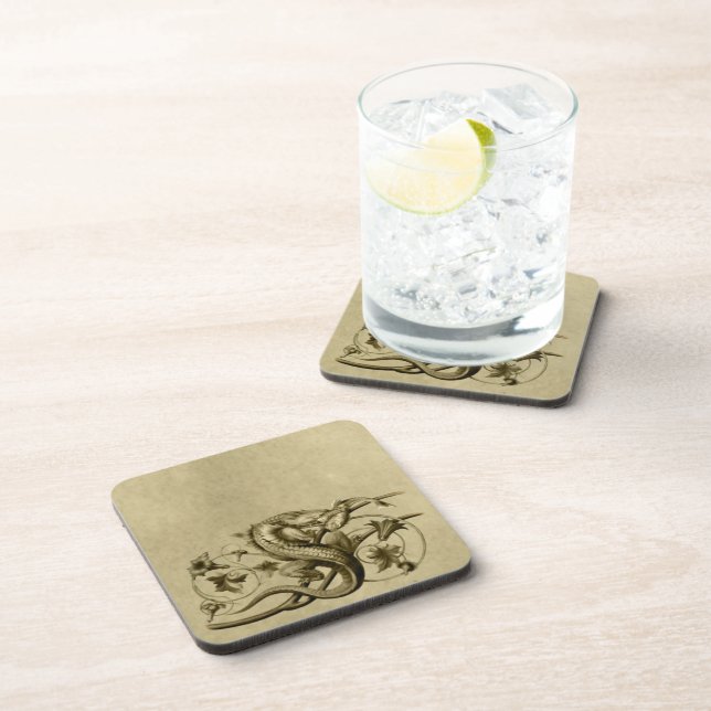 Lizard Parchment Coaster Set (Right Side)