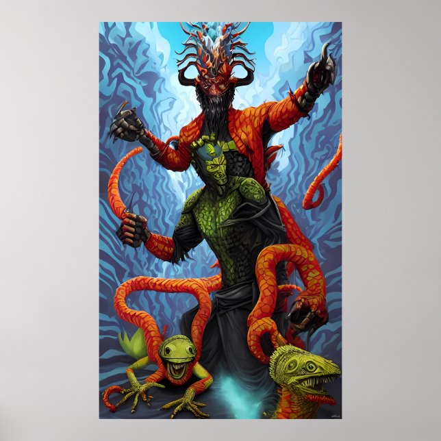 Lizard Power Bonanza - Ken Gauge Surreal Art Poster (Front)
