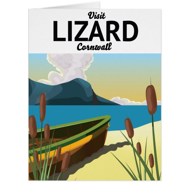 Lizard seaside travel poster postcard (Front)
