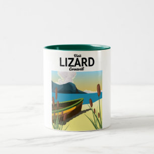 Lizard seaside travel poster Two-Tone coffee mug