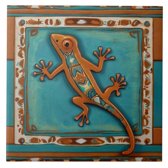 Lizard Southwestern Native American Southwest Ceramic Tile (Front)