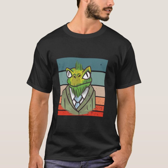 Lizard suit formal cartoon retro, earthy tones Rep T-Shirt (Front)