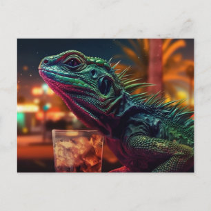 Lizard With a Drink Postcard